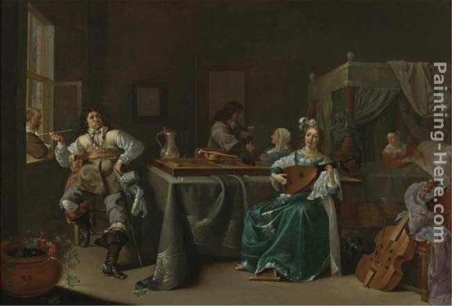 A Merry Company in an Interior painting - Jacob Duck A Merry Company in an Interior art painting